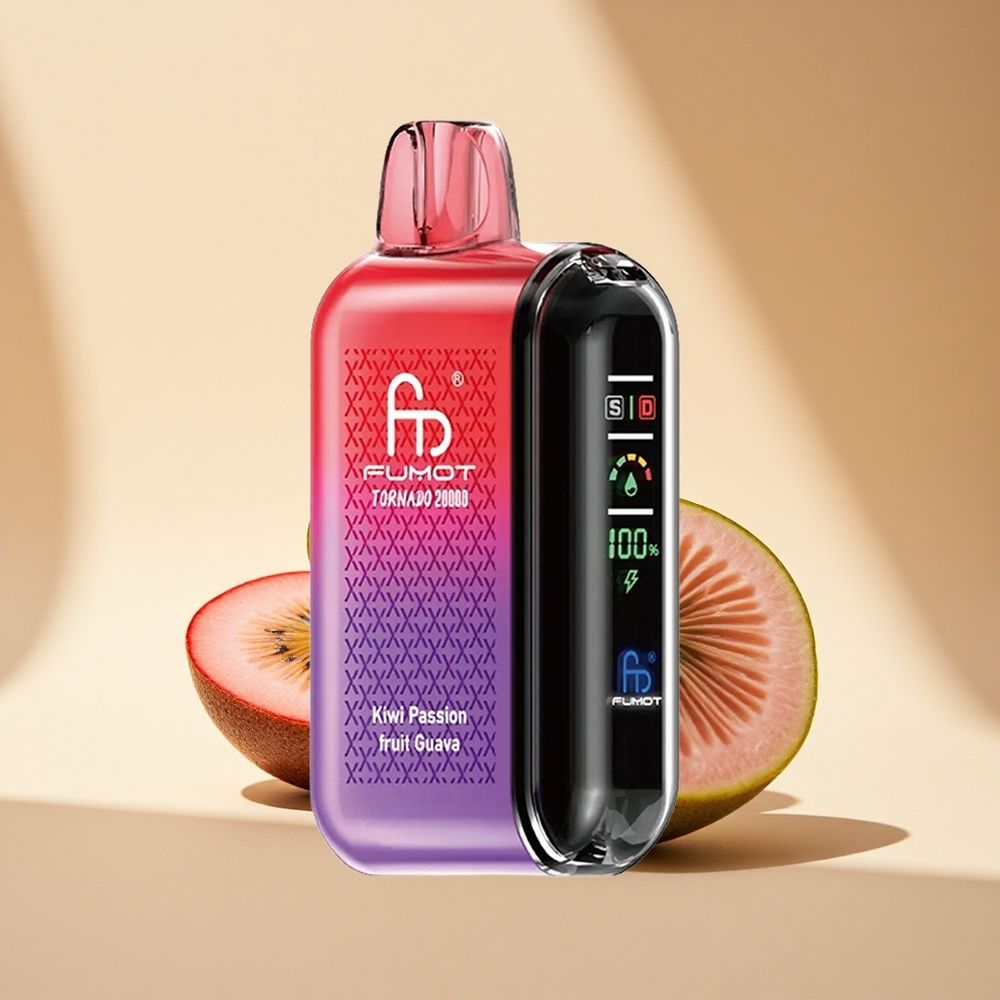Fumot Tornado 20000 Puffs Passionsfrucht-Guave-Kiwi mit Dual-Mesh-Coil und Smart-Display