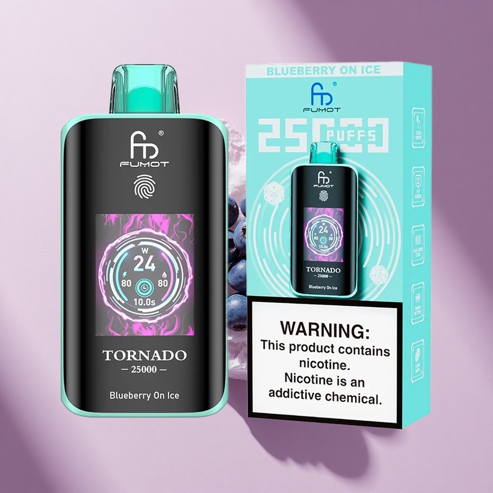 Fumot Tornado 25000 Puffs Blaubeere Auf Eis mit HD Bildschirm und 700mAh Akku