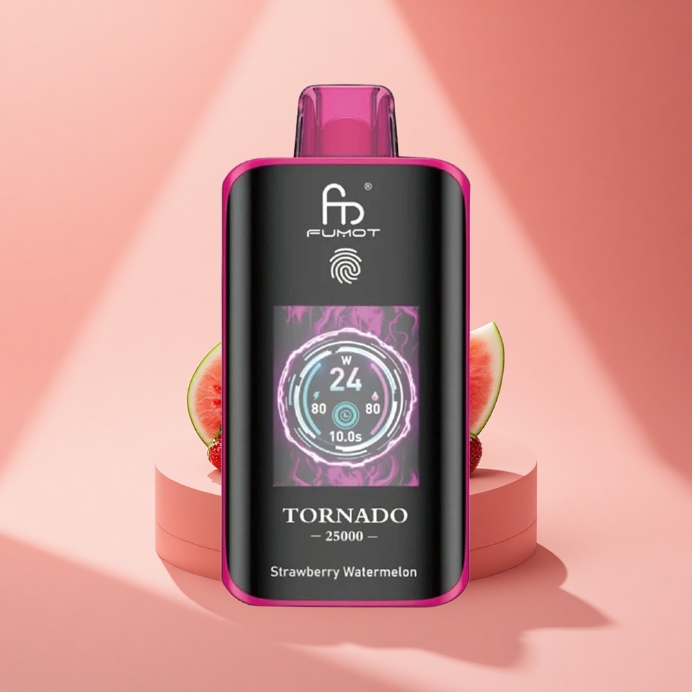Fumot Tornado 25000 Puffs Erdbeer-Wassermelone HD Bildschirm 700mAh Typ-C