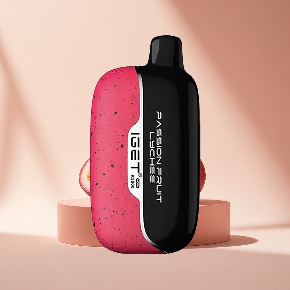 IGET Moon K5000 Puffs Passionsfrucht Litschi Mesh Coil 1.35 Ohm Größe 49.5x25.3x99.4 mm