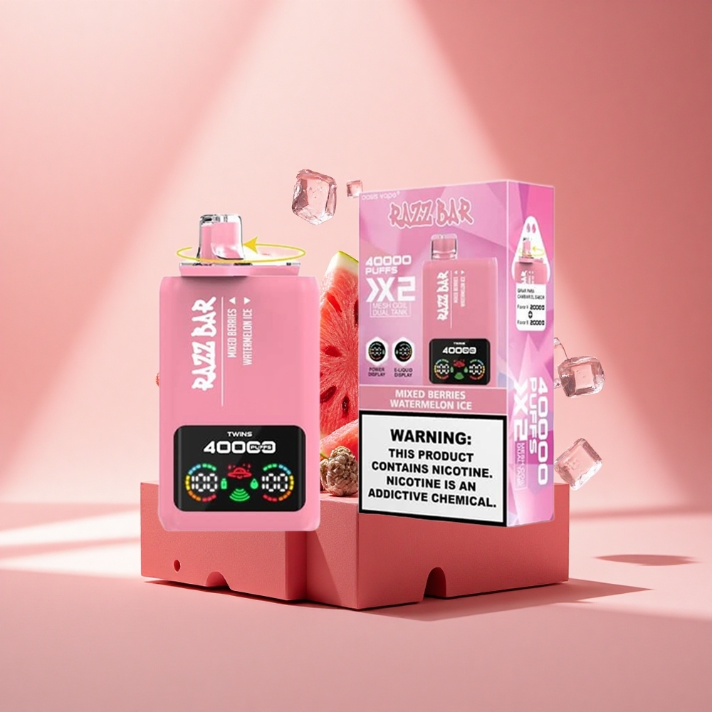 Razz Bar 40000 Puffs Mischbeeren-Wassermeloneneis mit Mesh Coil und Typ-C-Port