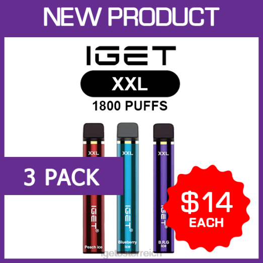 IGET Vape - xxl - 1800 Züge - 3er-Pack 8BTV463