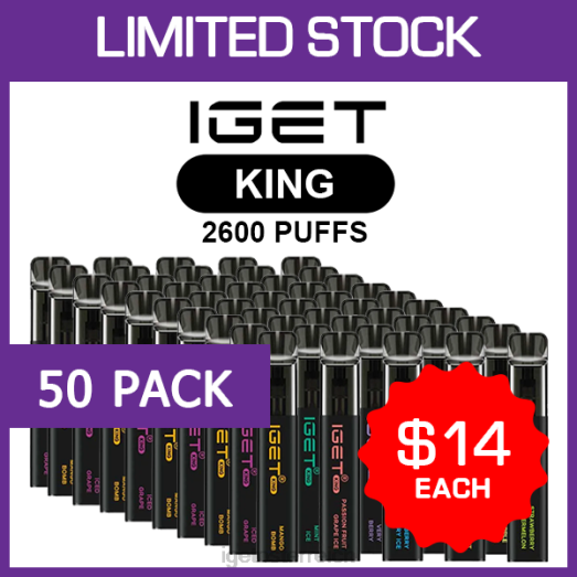 IGET Vape Shop - King - 2600 Züge - 50er-Packung 8BTV502