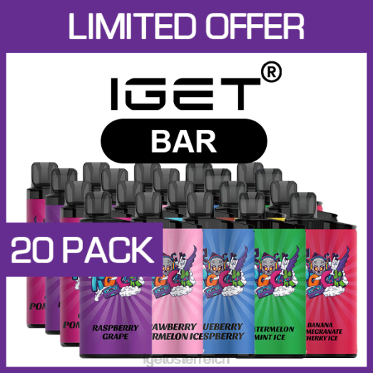 IGET Vape Shop - Riegel - 3500 Züge - 20er-Packung 8BTV483