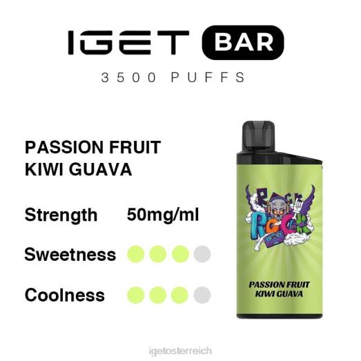IGET Vape - Riegel 3500 Züge 8BTV297 Passionsfrucht-Kiwi-Guave
