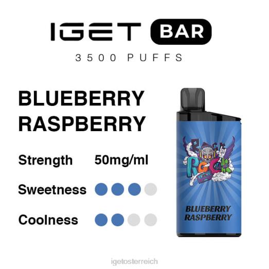 IGET Vape Shop - Riegel 3500 Züge 8BTV306 Blaubeer-Himbeere