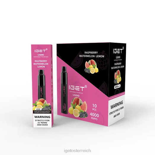 IGET Shop - Legend 4000 Züge 8BTV323 Himbeere, Wassermelone, Zitrone