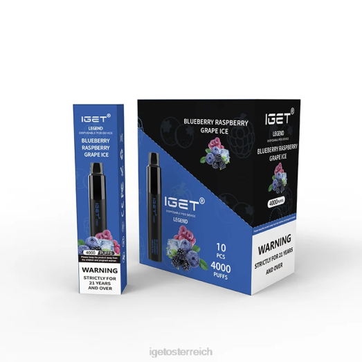 IGET Wholesale - Legend 4000 Züge 8BTV348 Blaubeer-Himbeer-Trauben-Eis