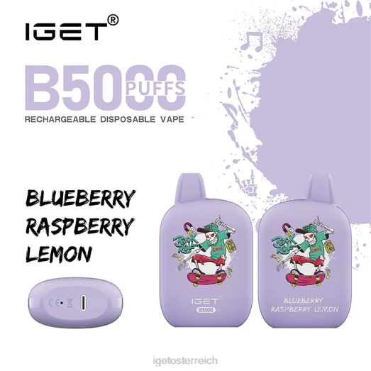 IGET Vape - b5000 8BTV308 Blaubeer-Himbeer-Zitrone