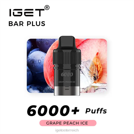 IGET Shop - Bar Plus Pod 6000 Züge 8BTV254 Traubenpfirsich lce
