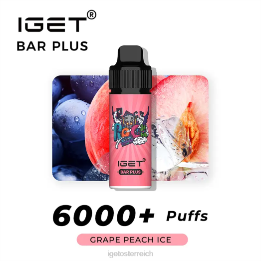 IGET Vape Sale - Riegel plus 6000 Züge 8BTV236 Traubenpfirsich lce