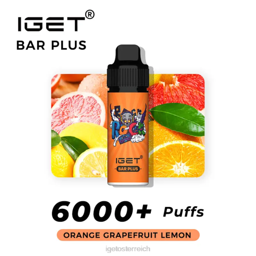 IGET Vape Sale - Nikotinfreier Riegel plus Vape-Kit 8BTV372 Orange, Grapefruit, Zitrone